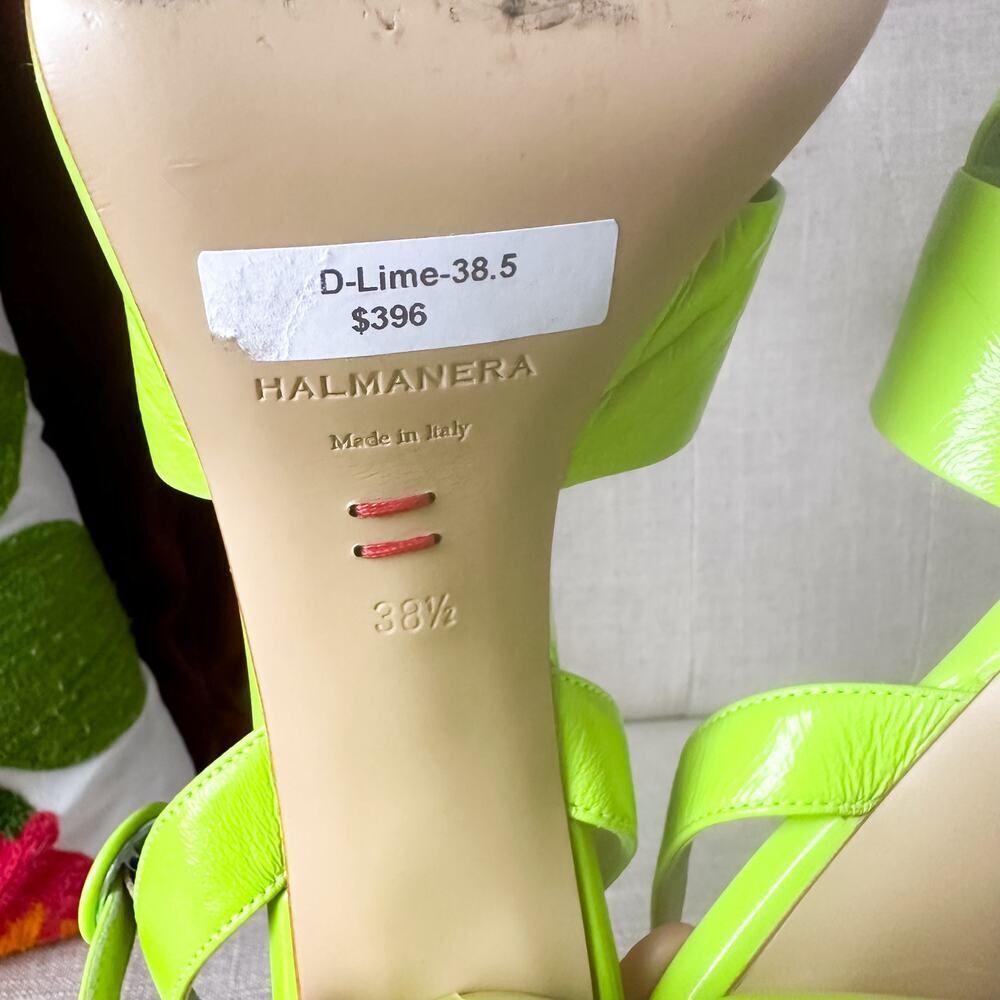 Halmanera Lime Green Leather Sandals Made in Italy Size 38.5 8 - Picture 9 of 12